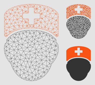 Doktor kafa vector Mesh 2D model ve üçgen mozaik simge