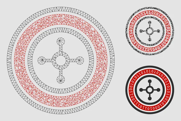 디지털 룰렛 벡터 메쉬 2d 모델 과 삼각형 모자이크 아이콘 — 스톡 벡터
