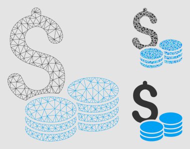 Dolar sikke vector mesh ağ modeli ve üçgen mozaik simge