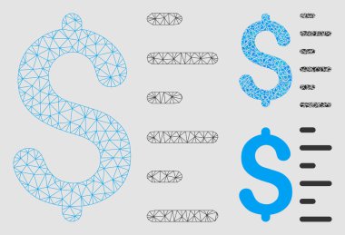 Dolar değer vektör Mesh karkas model ve üçgen mozaik simge