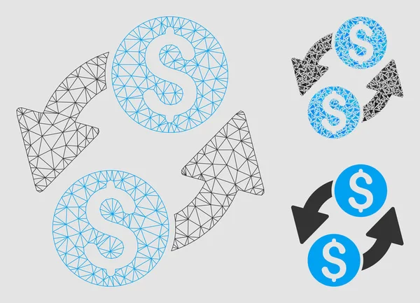 Dollar Exchange Vector Mesh Modelo 2D e Triângulo Ícone Mosaico — Vetor de Stock