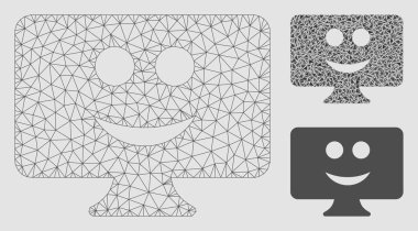 Ekran gülümseme vector Mesh 2D model ve üçgen mozaik simge