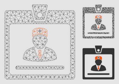 Doktor Badge vektör mesh ağ modeli ve üçgen mozaik simge