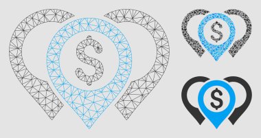 Dolar harita Işaretçiler vektör Mesh karkas model ve üçgen mozaik simge
