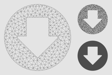 Aşağı vektör Mesh tel çerçeve modeli ve üçgen mozaik simge