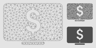 Dolar monitör vektör Mesh karkas model ve üçgen mozaik simge