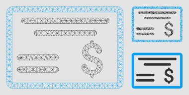 Dolar çek vektör Mesh 2D model ve üçgen mozaik simge