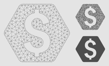 Dolar Hexagon vector mesh ağ modeli ve üçgen mozaik simgesi