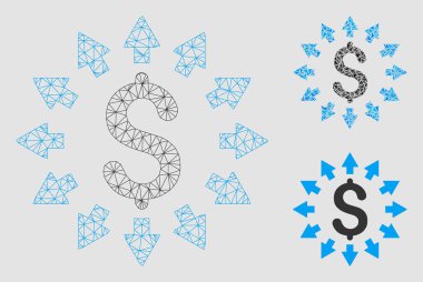 Dolar dağıtım vektör mesh ağ modeli ve üçgen mozaik simge