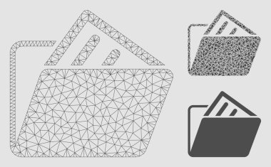 Belge klasör vektör mesh ağ modeli ve üçgen mozaik simge