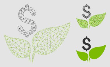 Eko başlangıç vektör Mesh tel çerçeve modeli ve üçgen mozaik simge