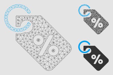 İndirim Tag vector Mesh 2D model ve üçgen mozaik simge
