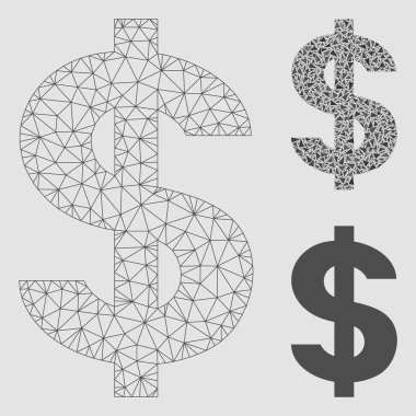 Dolar sembol vektör Mesh karkas model ve üçgen mozaik simge