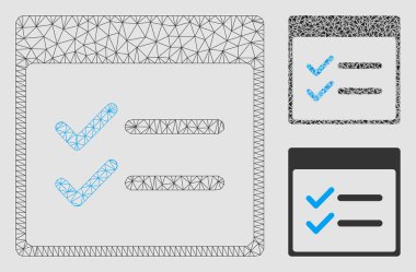 Done öğeler takvim sayfa vektör Mesh tel çerçeve model ve üçgen mozaik simge