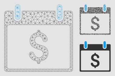 Dolar takvim gün vektör Mesh 2D model ve üçgen mozaik simge