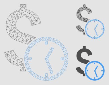 Dolar kredi vektör Mesh tel çerçeve model ve üçgen mozaik simge