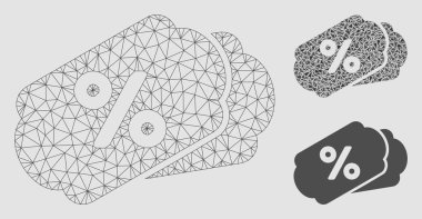 İndirim etiketler vektör mesh ağ modeli ve üçgen mozaik simge