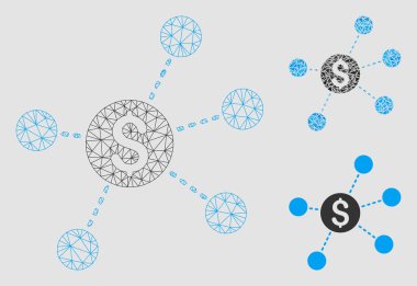 Dolar sanal Linkler vektör Mesh karkas model ve üçgen mozaik simge