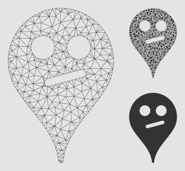 Şüphe Smiley harita Marker vector Mesh 2D model ve üçgen mozaik simge
