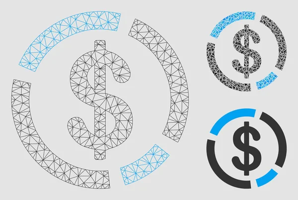 Diagrama de Dólar Vector Mesh Network Model e Triângulo Ícone Mosaico —  Vetores de Stock