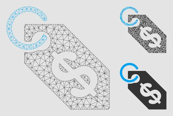 Dolar Tag vector Mesh karkas modeli ve üçgen mozaik simgesi