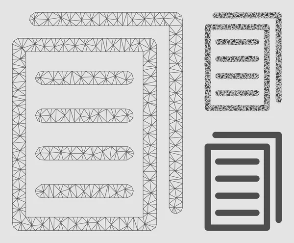 Páginas del documento Modelo de marco de alambre de malla vectorial y icono de mosaico de triángulo — Archivo Imágenes Vectoriales