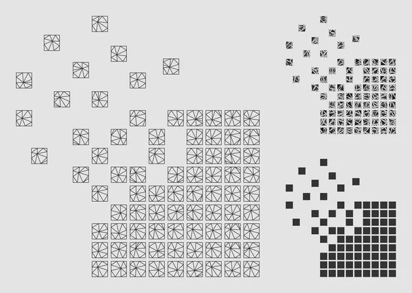 Rozpuszczanie Pixel mozaika wektor Mesh model 2D i Trójkąt mozaika ikona — Wektor stockowy