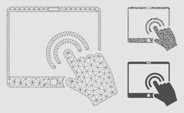 Çift tıklayın tablet vector Mesh tel çerçeve modeli ve üçgen mozaik simge