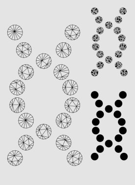 DNA Helix vektör Mesh 2D model ve üçgen mozaik simge