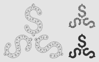 Dolar Trinity vector Mesh tel çerçeve modeli ve üçgen mozaik simge