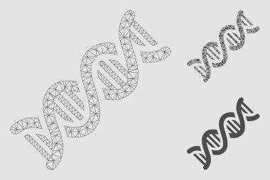 DNA spiral vektör mesh ağ modeli ve üçgen mozaik simge