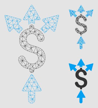Bölme ödeme vektör Mesh tel çerçeve modeli ve üçgen mozaik simge