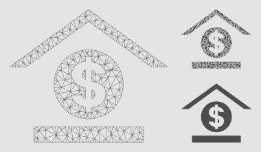 Dolar Bank vector Mesh karkas modeli ve üçgen mozaik simgesi