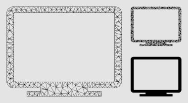 Ekran vektör mesh ağ modeli ve üçgen mozaik simge