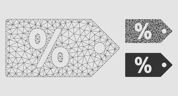 İndirim kupon vektör Mesh karkas model ve üçgen mozaik simge
