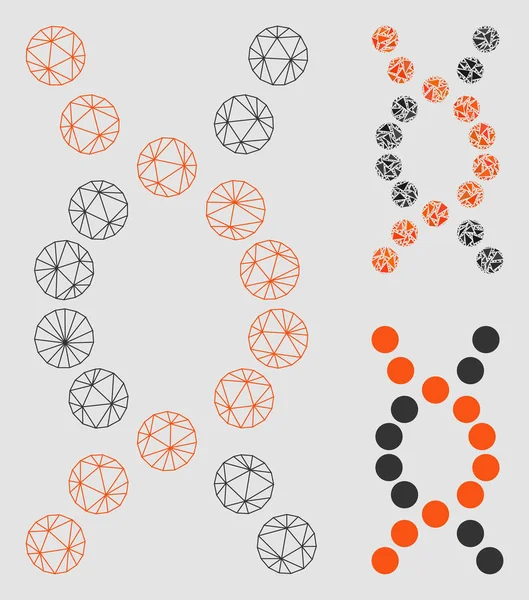 DNA spiral vektör Mesh 2D model ve üçgen mozaik simge