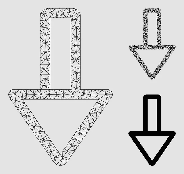 Modèle 2D de maille vectorielle vers le bas et icône de mosaïque de triangle — Image vectorielle