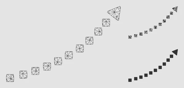 Modelo de armação de arame de malha vetorial de tendência de crescimento pontilhada e ícone do mosaico do triângulo — Vetor de Stock
