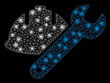 Bright Mesh Wire Frame Development with Flash Spots