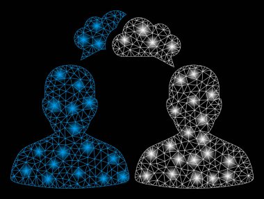 Parlak kafes tel çerçeve kişiler Dialog Flash Spotlar ile