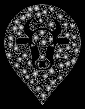 Flash Spotlar ile parlak mesh ağ Cow harita pointer