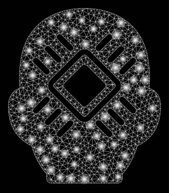 Light Spotlar ile parlak Mesh 2D cyborg Head