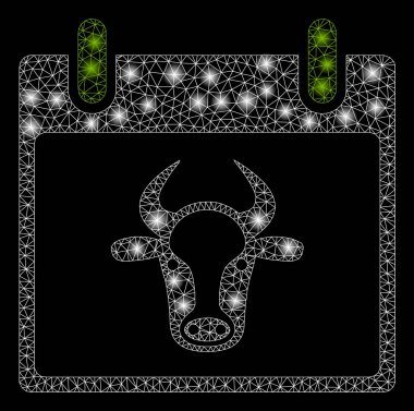 Flash Spotlar ile parlak mesh ağ Cow takvim sayfası