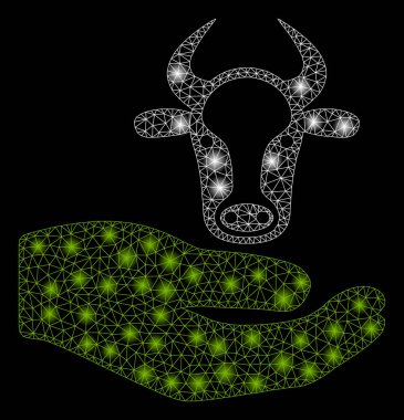 Flaş Spotlar ile parlak Mesh tel çerçeve sığır Bakımı el