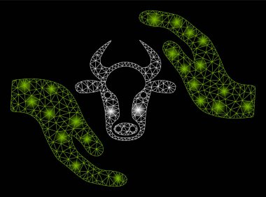 Light Spotlar ile parlak Mesh 2D sığır koruma eller