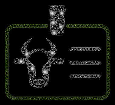 Flare Spotlar ile parlak kafes tel çerçeve Cow Badge