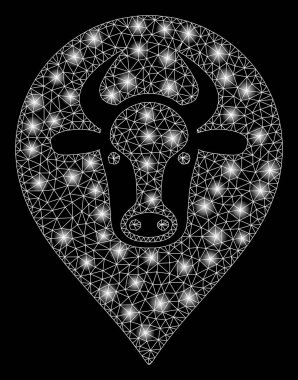 Parlama Spotlar ile parlak Mesh karkas Cow harita Marker