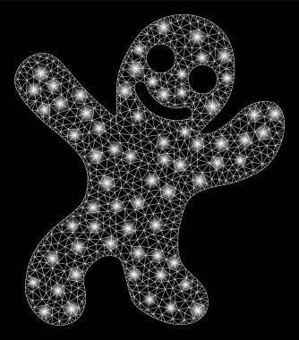Bright Mesh 2D Happy Cookie Man with Light Spots clipart