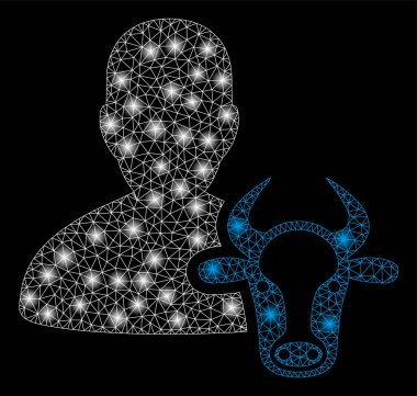 Işık Spotlar ile parlak Mesh tel çerçeve Cow çiftçi