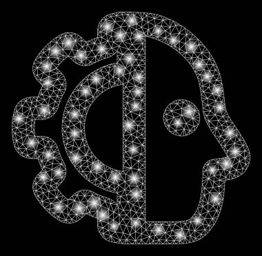 Flash Spotlar ile parlak mesh ağ cyborg